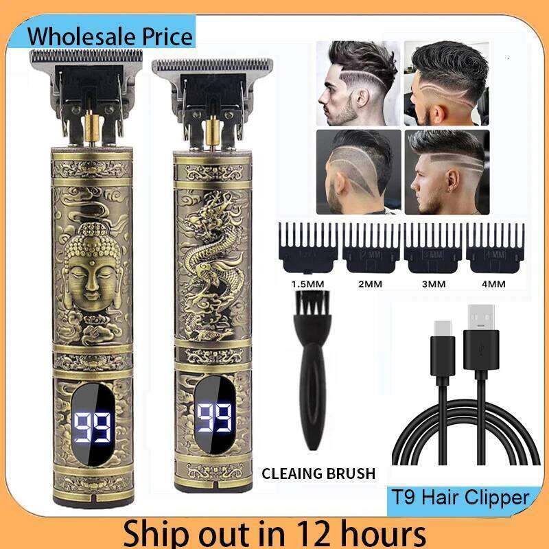 USB Fast Charging Cutting Machine Electric Clipper Portable Shaver Professional Barber T9 Vintage Hair Trimmer C260312