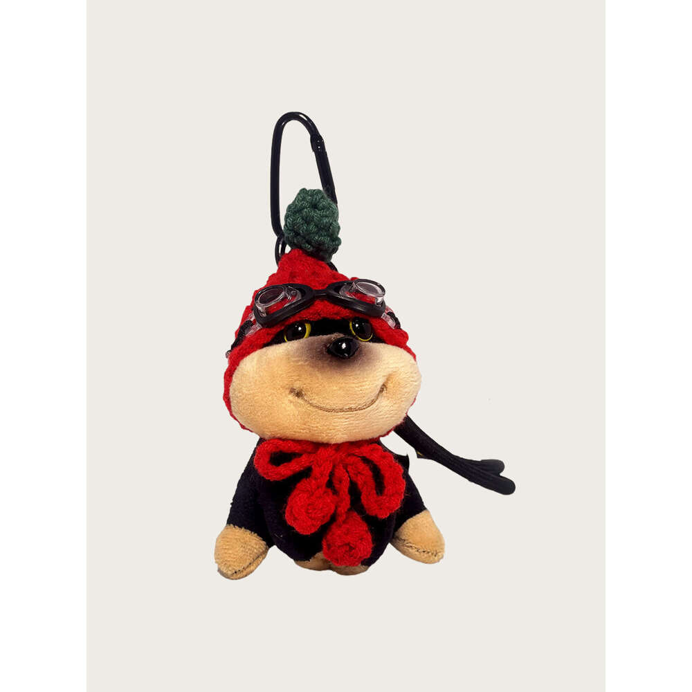 Creative Hat Bee Puppy Backpack Pendant Plush Toy Keychain Couple Bag Decoration Gift