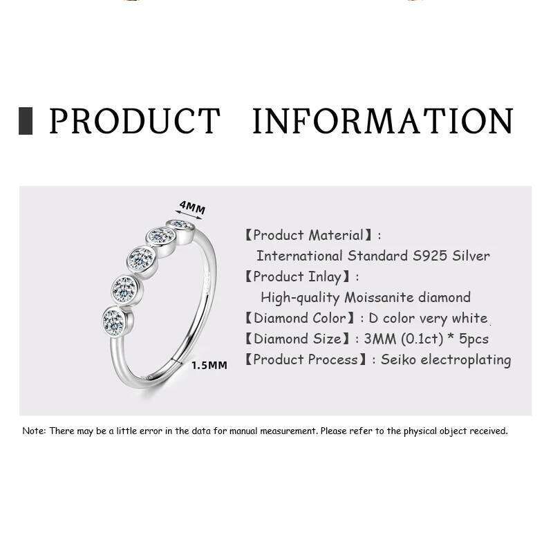 OXTAO Jewelry Five Stone Moissanite Ring Round Cut for Women 925 Sterling Sliver Applicable Wedding Gift Anniversary H260312