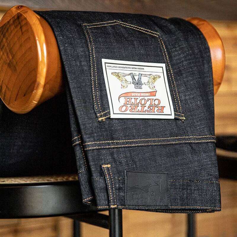 Maden Vintage 13.5OZ Selvedge Raw Jeans Cotton Straight Denim Pants Men's Heavyweight Blue Zip Fly with Pockets Trousers 26Y0312