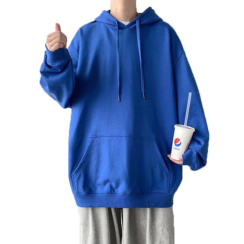 New Style Long-sleeve Fleece-lined Hooded Couple's Sweatshirt Solid Designer Hoodie Color Casual Loose-fit Men's Autumn Pullover Hoodie