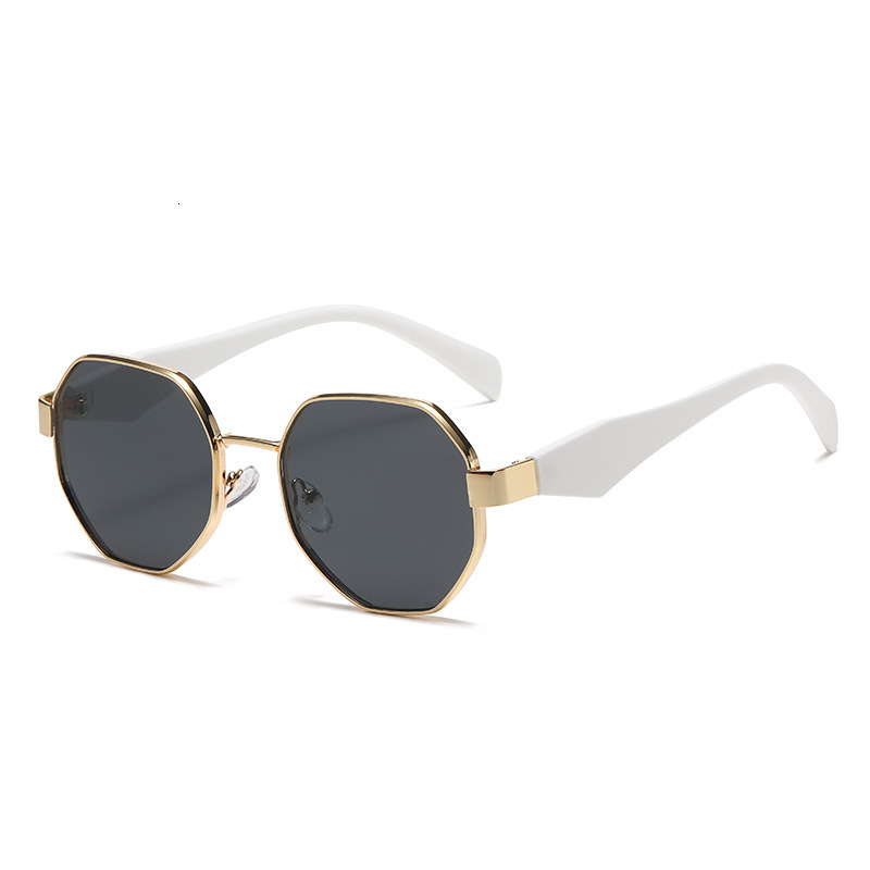 New Polygonal Metal Street Style Retro Round Glasses Fashion Versatile Sunglasses for Women