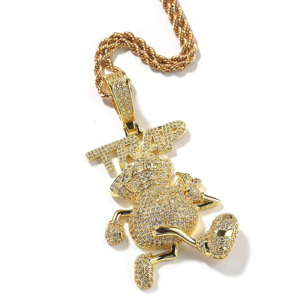 Fashion Pendent Jewelry TRAP Running Pouch Cartoon Pendent Necklace Hip Hop Jewelry for Men Jewelry Wholesale Price