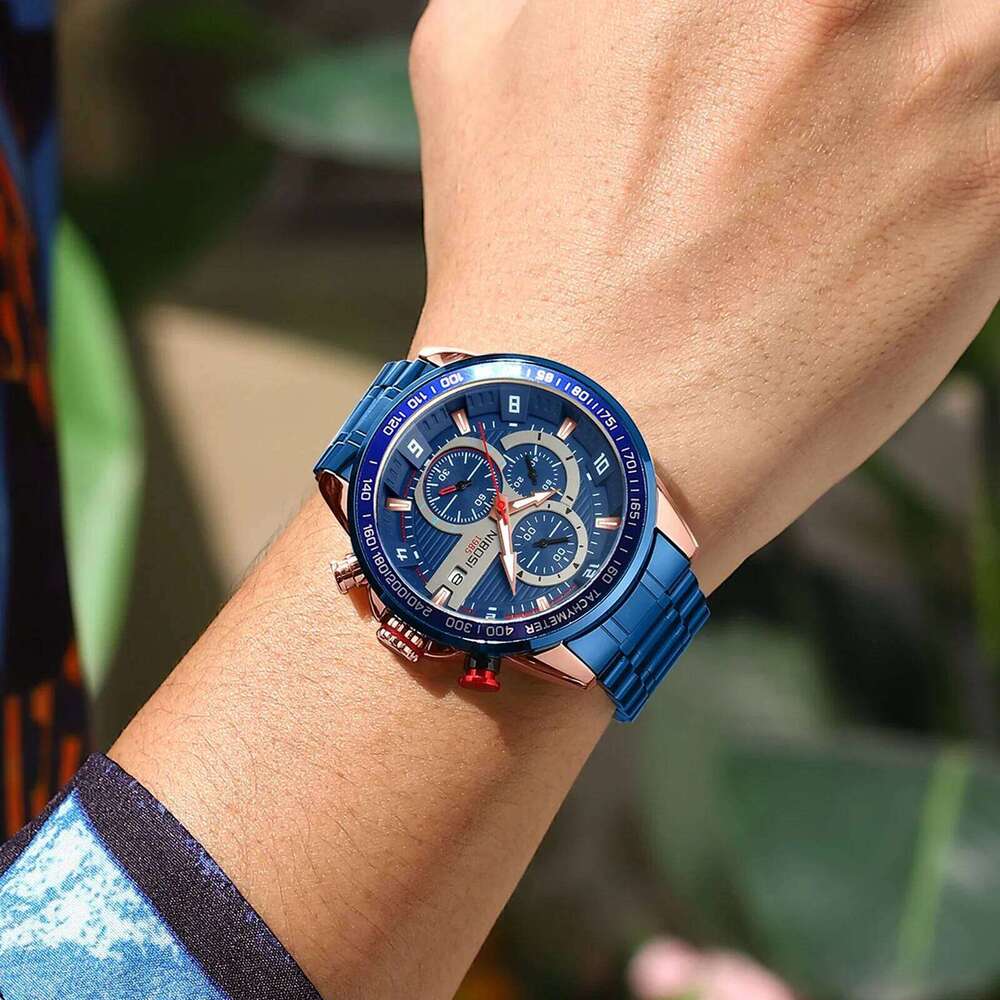 NIBOSI Military Sports Quartz Men's Watches Big Dial Watch Waterproof Luminous Date Chronograph Men Wristwatch Reloj Hombre