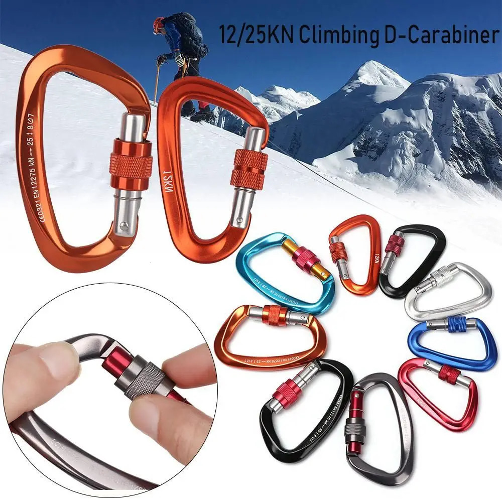 D Shape Accessories Professional Carabiner Security Master Lock Mountaineering Protective Equipment Climbing Key Hooks 260228