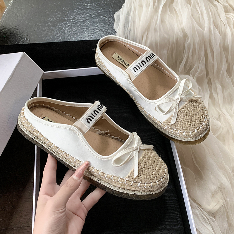 2026 women's slippers flat shoes fashionable, versatile, casual, comfortable walking sandals summer new bow decoration Mary Jane women's sho
