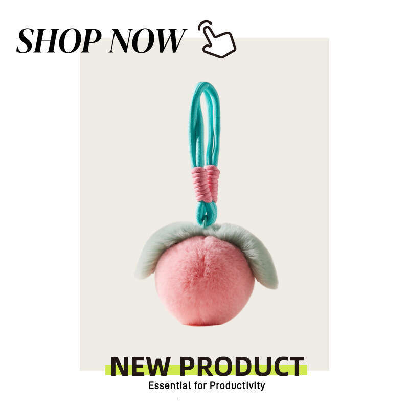 Trendy large-sized cute rex rabbit fur hand strap, peach plush bag pendant, soft and to the touch, fluffy ball decoration