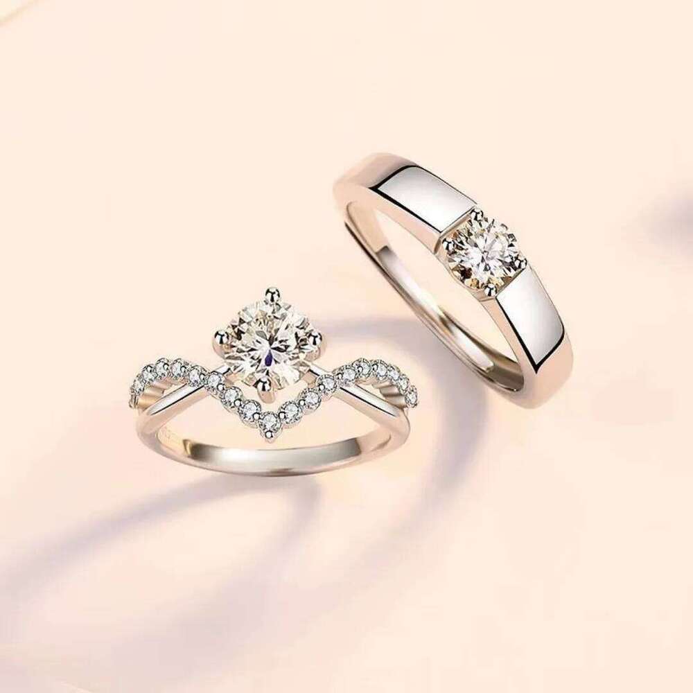 1/2pcs Silver Color Shiny Zircon Matching Couple Luxury Delicate Wedding Rings Set for Women Men Charm Jewelry Accessories W260311