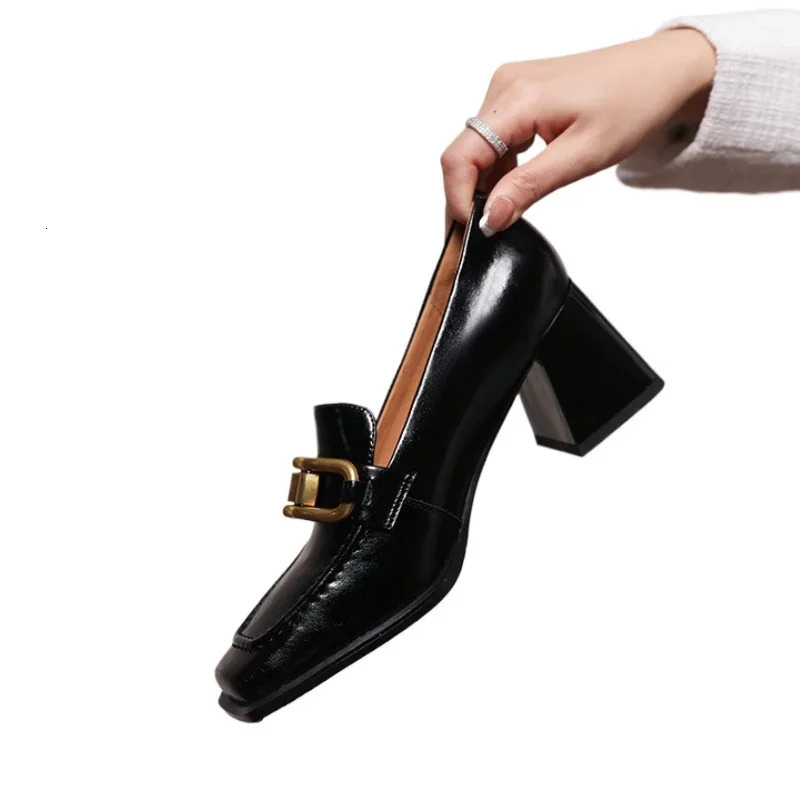Square High Heels Loafer Autumn y Platform Pumps Woman Slip on Black Jk Uniform Shoes Mary Janes Zapatillas Mujer 260306