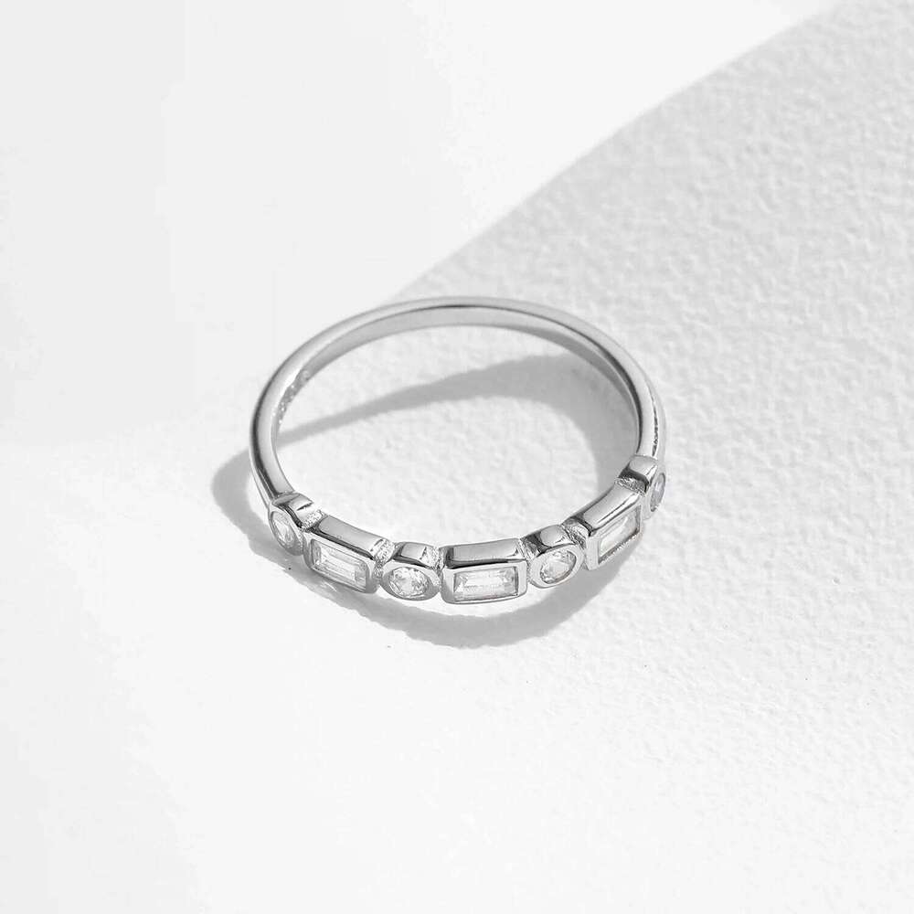 MODIAN 925 Sterling Silver Fashion Round Rectangle Dazzling Clear CZ Band Ring For Women Wedding Engagement Fine Jewelry H260312