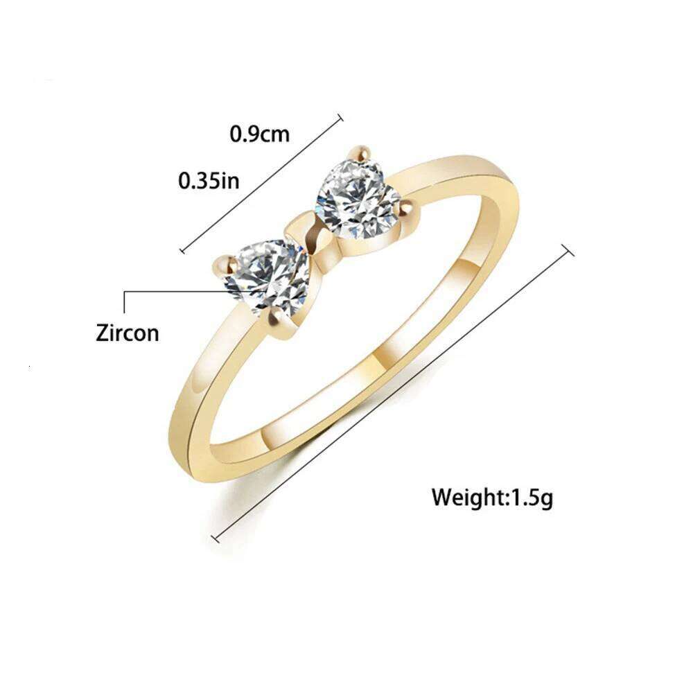 New Brand Women Statement Rings Jewelry White Gold Color Bowtie Cubic Zirconia Wedding Band Ring Bague Femme Bijoux H260312