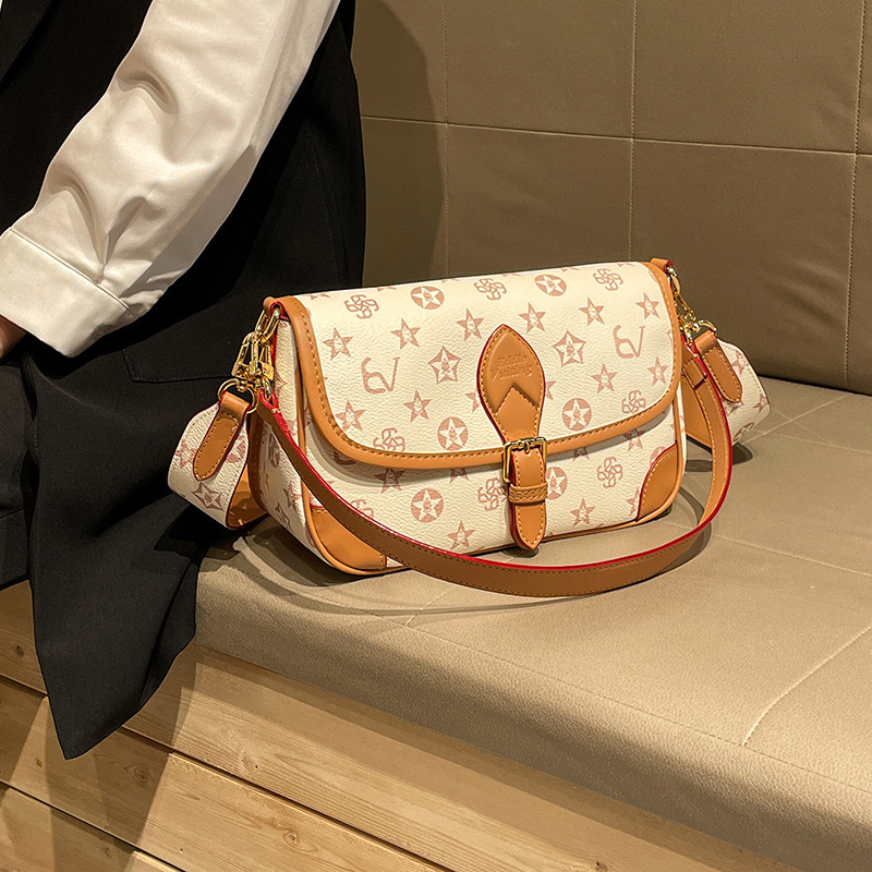 High Quality Soft Leather Printed saddle bag 2026s New Women Bag Advanced Texture Versatile Fashion Shoulder Crossbody Bag Free Shipping