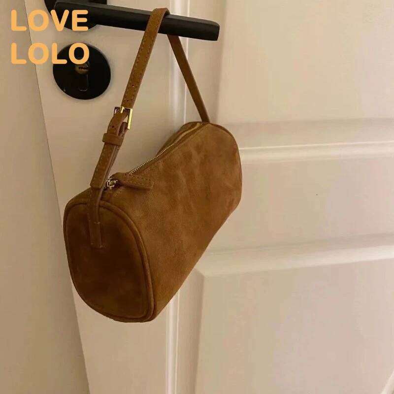 2025 New Luxury 90S Pen Holder Genuine Soft Cowhide & Suede Mini Crossbody Bag Hand-Carry Vintage Shoulder Purse For Women