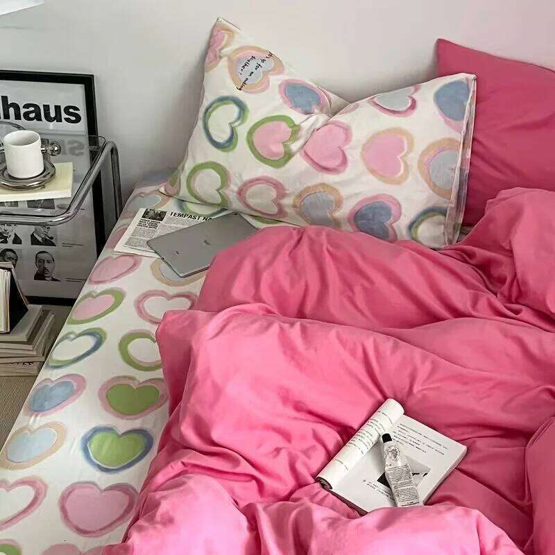 ins Nordic style floral bed sheet four-piece set quilt cover universal for four seasons single dormitory three-piece bedding H260312