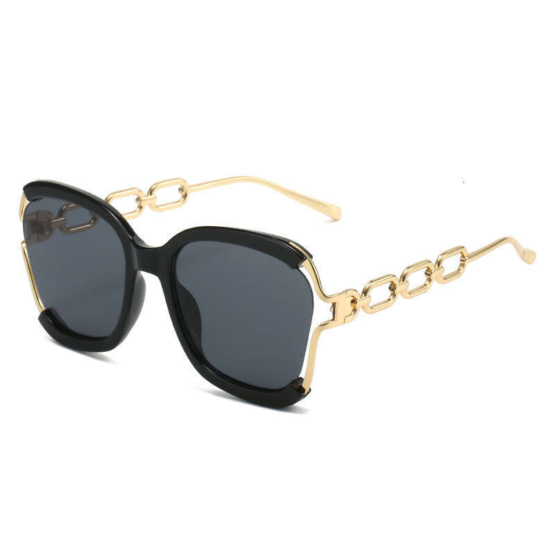 Autumn New Chain European And American Street Style Fashion Trend Metal Hollow Brushed Sunglasses Uv400
