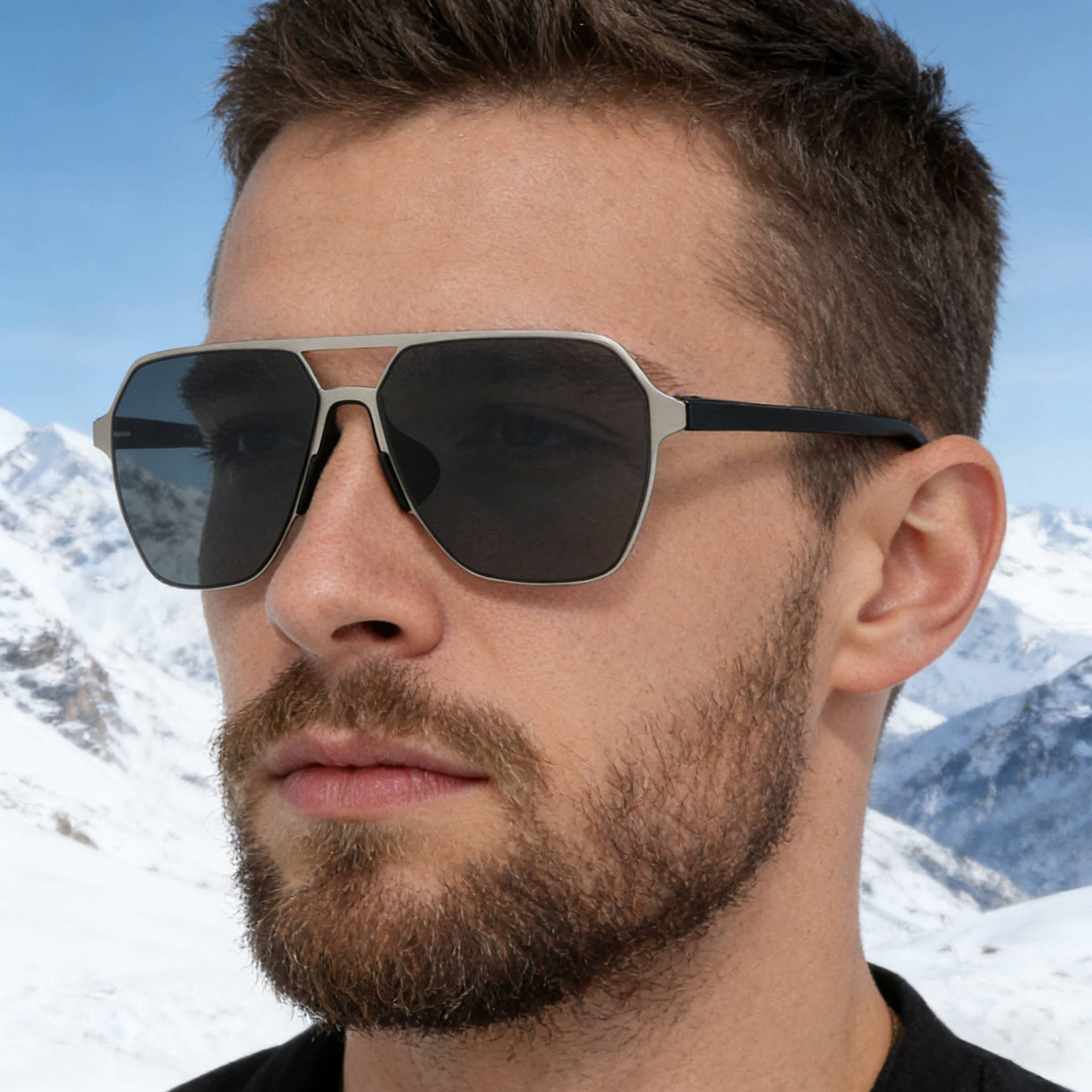 2026 New Fashion Square Frame Nylon Polarized Sunglasses Men, Double Beam Outdoor Driving Sun Protection Glasses for Men