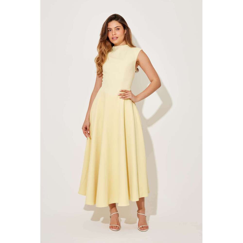 2025 New European American Style Cross-Border French Women's Solid Color High-End Simple and Elegant Lady's Dress