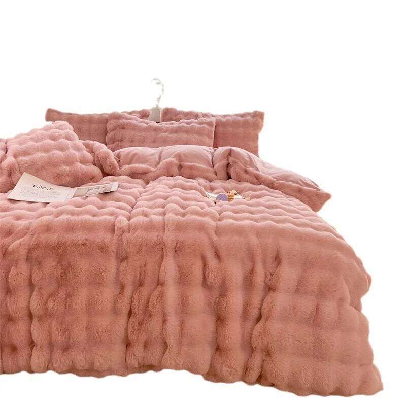 Customizable autumn and winter explosion Class A 580g imitation fur cut rabbit velvet four-piece set H260312