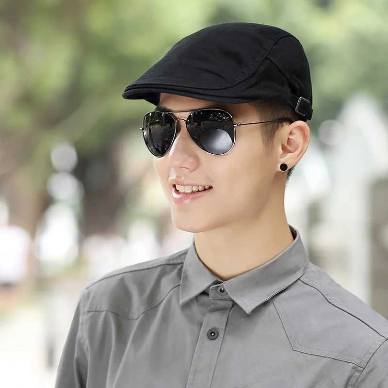 55-59cm 60-63cm male Summer Plus Size Newsboy Caps Men Casual Ivy Hat Pure Cotton Flat Peaked Cap Women Big Size Beret Hats H260312 - view 4