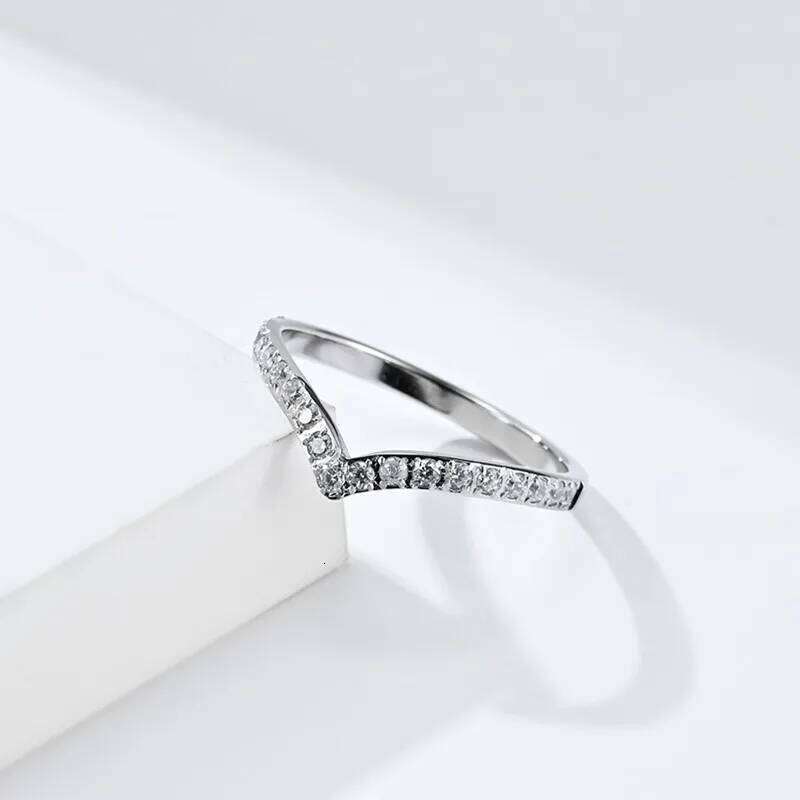 2mm Thin V Shape Pave CZ Stackable Ring Stainless Steel Wedding Band for Women Girl Size 5-10 H260312