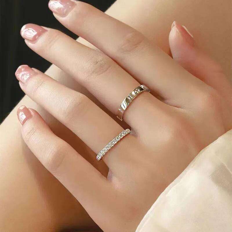 925 Sterling Silver Bow Couple Open Wedding Proposal Flash Diamond Men and Women Pair Ring New Fashion Jewelry Gift H260312