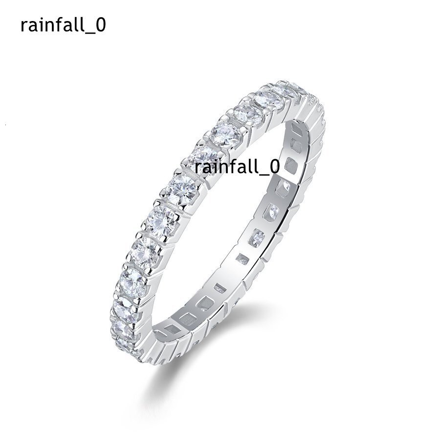 2mm Moissanite Eternity Band Ring S925 Sterling Silver Square Design Wedding or Anniversary Gift for Women