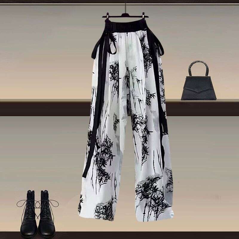 New Women's Clothing Set: 2024 New Chinese-Style Buttoned T-Shirt And Slim-Fit Casual Pants Two-Piece Set Asia Size