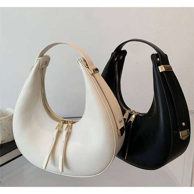 Luxury PU Leather Women S Shoulder With Adjustable Strap Fashionable Solid Color Half Moon Hobo Bag TIANOUDAISHU