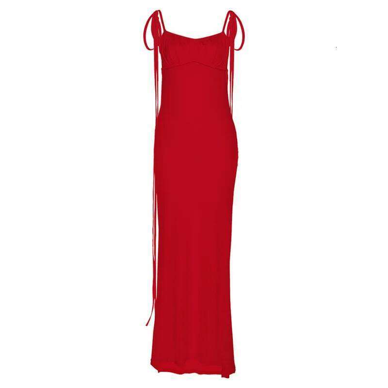 Y2k Elegant Deep Open Back Backless Slim Maxi Women Spaghetti Strap Sleeveless Bodycon Long Dress Sexy Club Party Vestidos C260312
