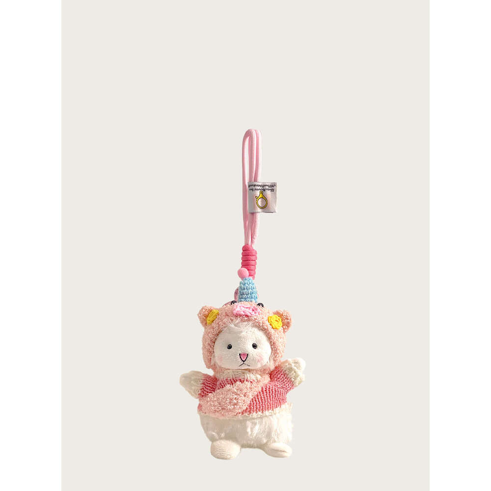 Cute Pink Little Sheep Doll Bag Pendant Cartoon Plush Keychain Couple Gift Accessory