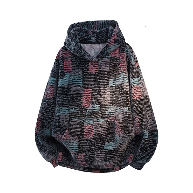 Retro Men's Autumn Winter New Designer Hoodie Plush Loose Versatile Personality Casual Fashion Trendy Hooded Sweatshirt