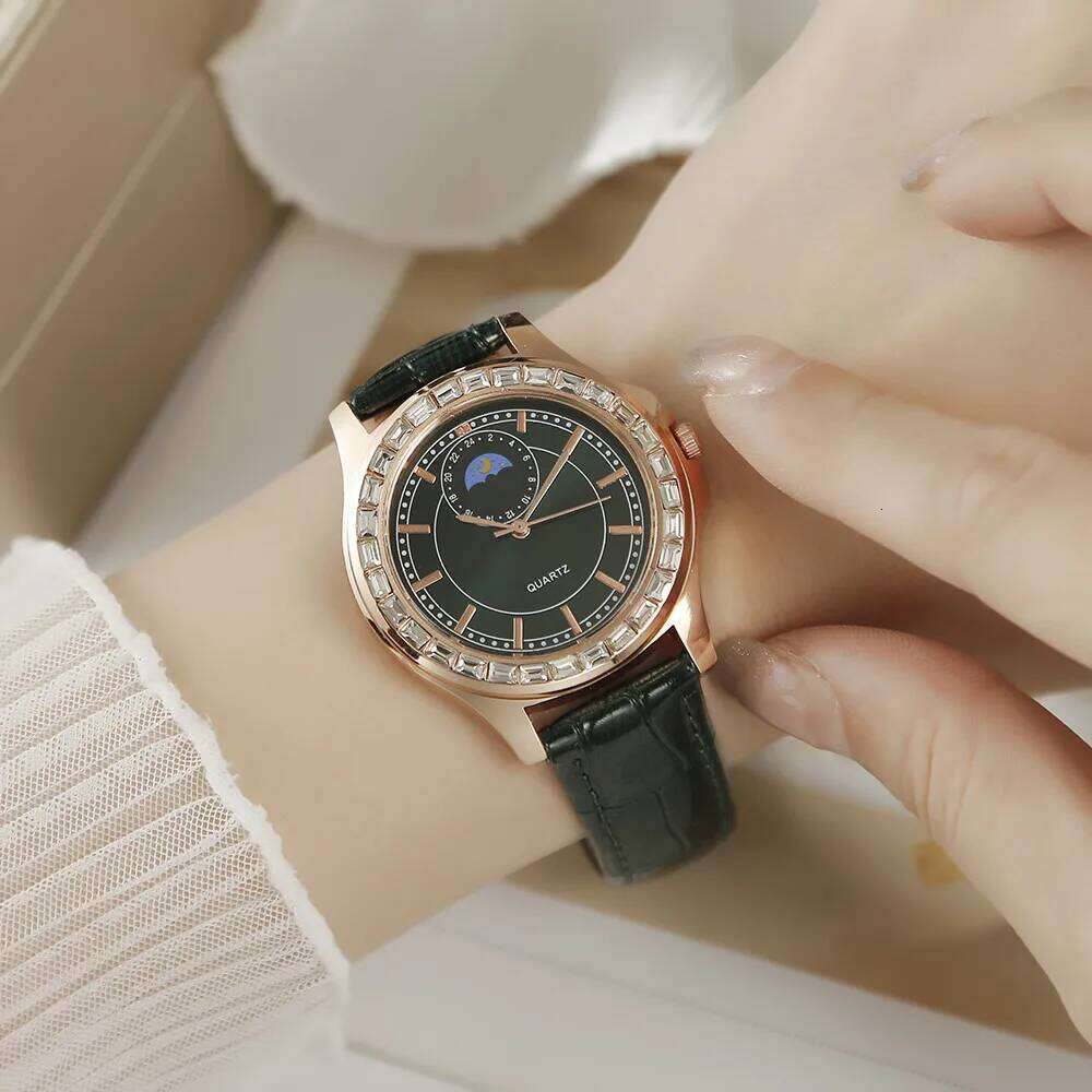 Luxury Large Dial Diamond Ladies Branded Quartz Watch Fashion 2025 Black Leather Women's Simple Dress Clock Gift Watches