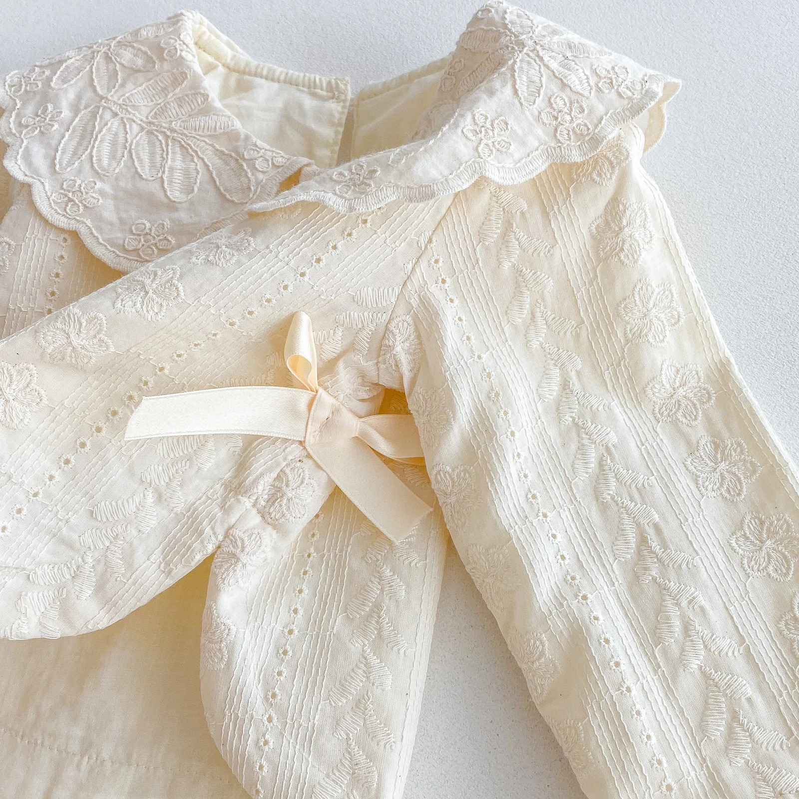 Baby girl lace collar top wideleg pants set autumn girls bow jacquard fabric twopiece 260311