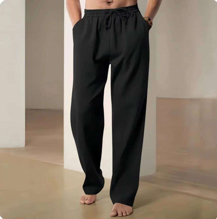 Cotton and summer straight casual quick drying sports men wide leg oversized linen pants 2025 new item