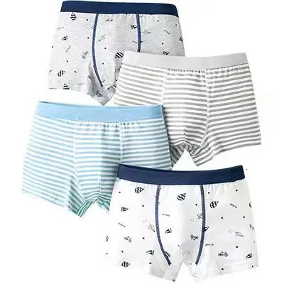 4pcsKids Boxer Shorts Boys Cotton Underwear Summer Lightweight Anti Microbial No Ride Up Seamless Cartoon Underpants 260311