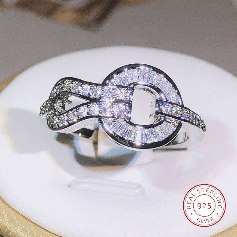 925 sterling silver geometric round winding ring ladies jewelry party birthday gift suitable for women H260312