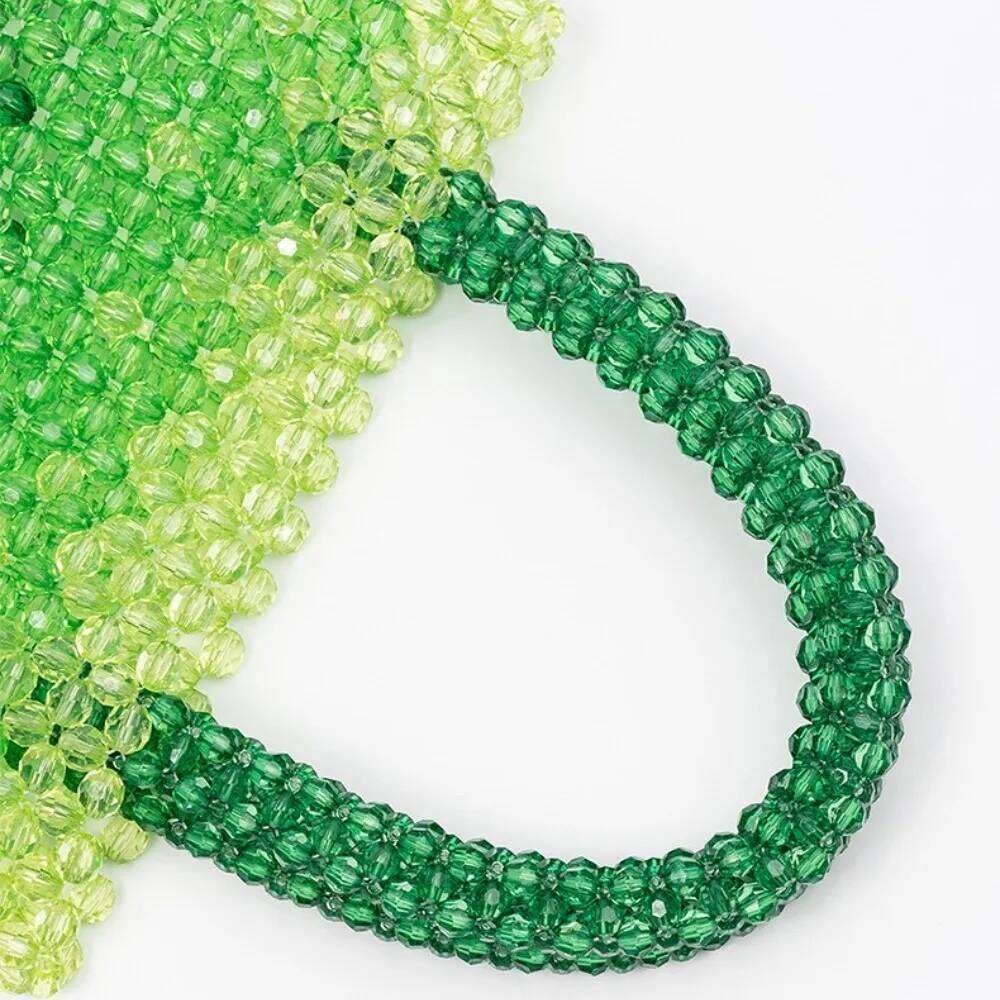 Women Woven Handbag Exquisite Design Hollow-Out Acrylic Beaded Bag Female Handmade Small Handbag WONST