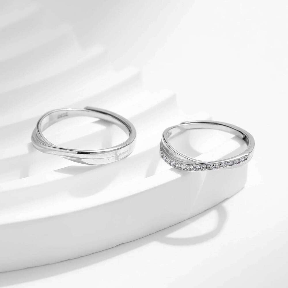 MODIAN Real 925 Sterling Silver Lines Twining Romantic Adjustable Couple Rings For Women Classic Wedding Engagement Fine Jewelry W260311