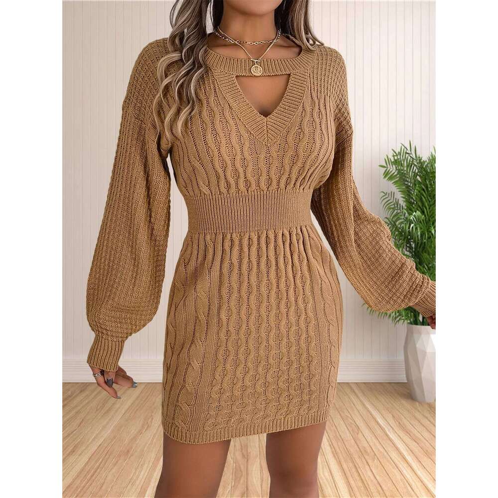 Fall Womens Sweaters Bodycon 2024 Long Sleeve Midi Knit Dresses Pullover Sweater Dress C260312