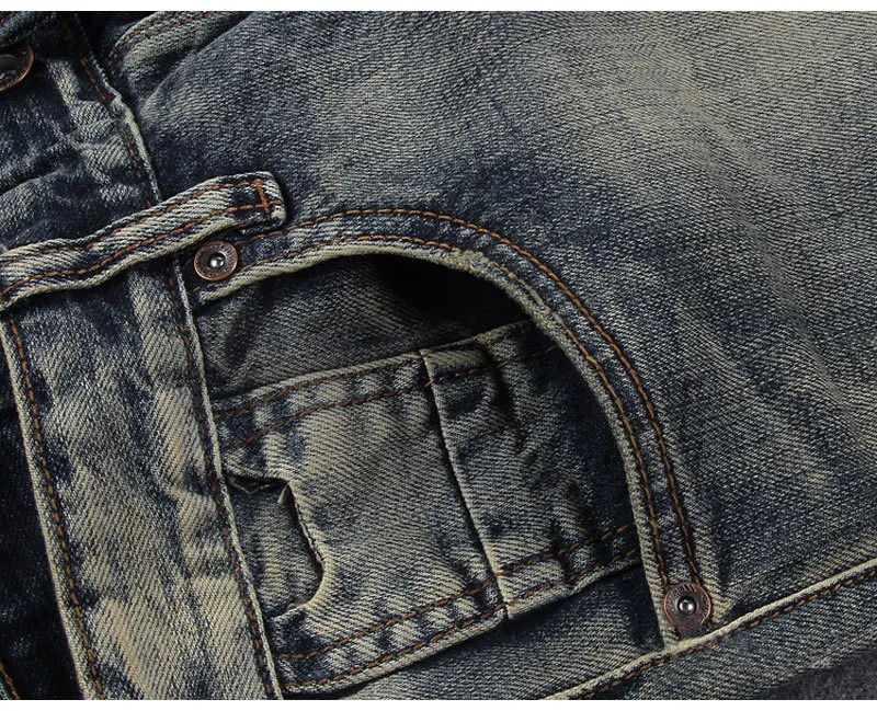 MEN FASHION Korean Style Clothes Brushed Fleece Denim Cargo Vintage Winter Straight Slim Streetwear 90s Trousers for Men 260228