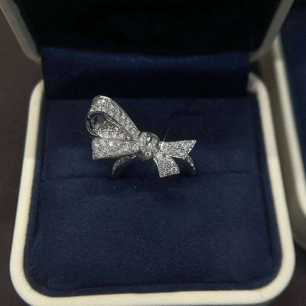 French Luxury Tilda's Bow Butterfly Ring Women's Pure Silver High-quality 5A Grade Zircon Sparkling Charming Engagement Gift H260312
