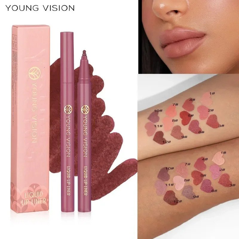 Matte Liquid Lip Liner Sponge Tip Lip Contour Pen Nude Pink Lipstick Pen Lasting Velvet Quick-dry Lip Glaze Hydrating Lipliner 260305