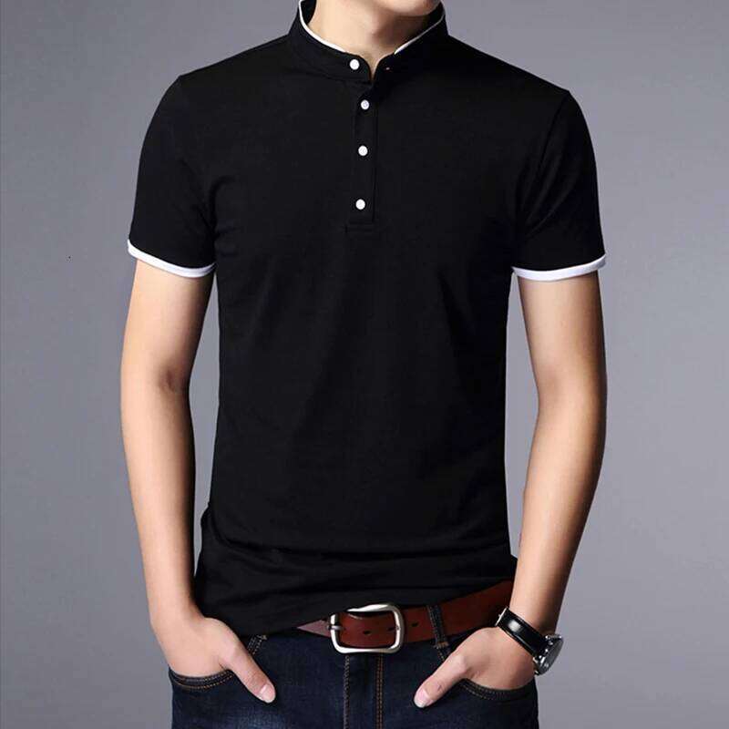 Men's Business Casual Polo Short Sleeve T-shirt Summer Comfortable and Breathable Solid Top 26H0312