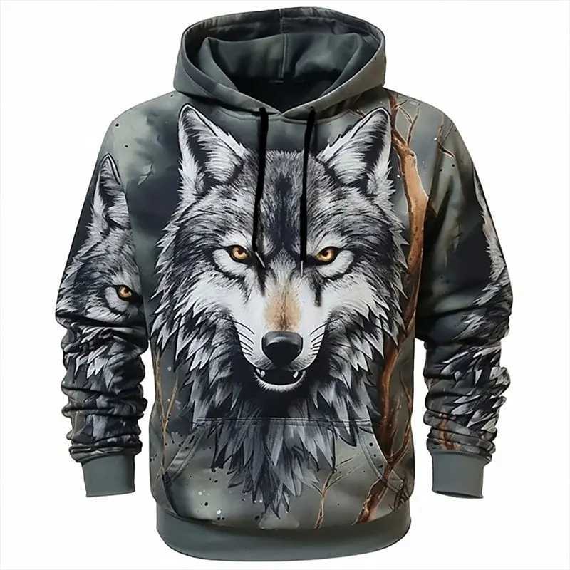 Animal Hoodie For Men Wolf Print High-Quality Mens Pullover Autumn Fashion Top Street hoodie Designer Long Sleeved Sportswear M260312
