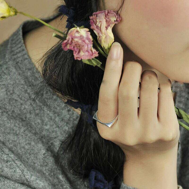 Real 925 Sterling Silver Cute square shape Personality Adjustable Ring Fine Jewelry For Women Party Elegant Accessories H260312