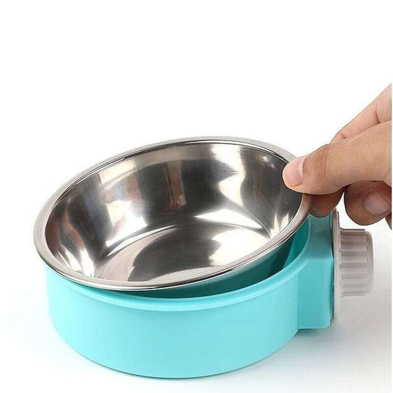 stainless steel dog Cat Food anti-upset hanging cage Fixed water bowl fence Pet supplies 26Y0312