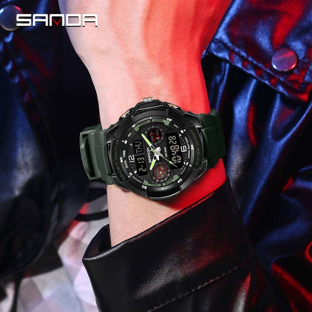 SANDA Top 6197 Korean Student Electronic Watch Sports Multi functional Alarm Clock Waterproof Men's Watches 2025