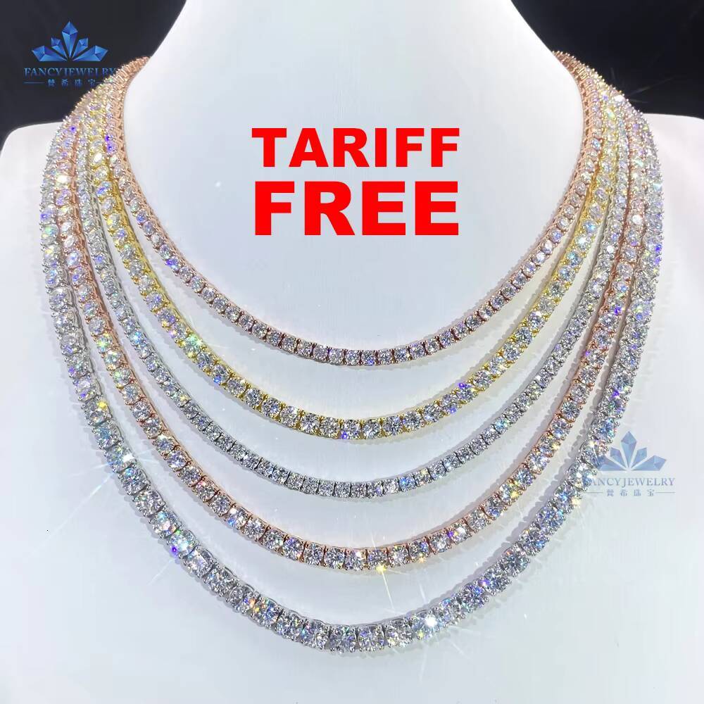 Ready to Ship VVS Moissanite Diamond Tennis Chain Necklace and Bracelet Iced Out Hip Hop Jewelry
