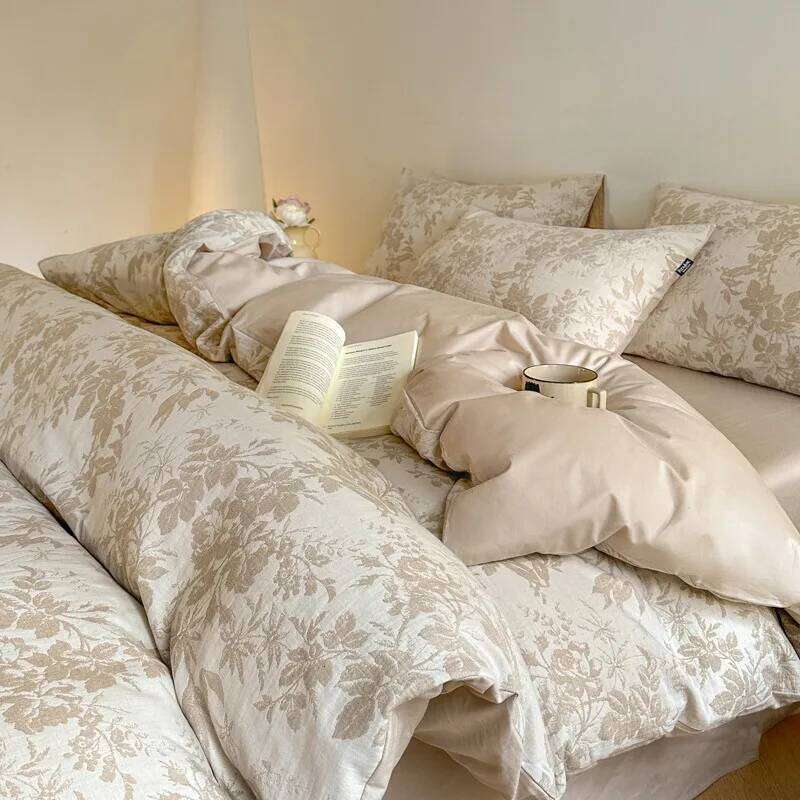High-end Class A 60 pure three-layer yarn four-piece set, high-grade washed cotton sheets, quilt covers, bedding H260312