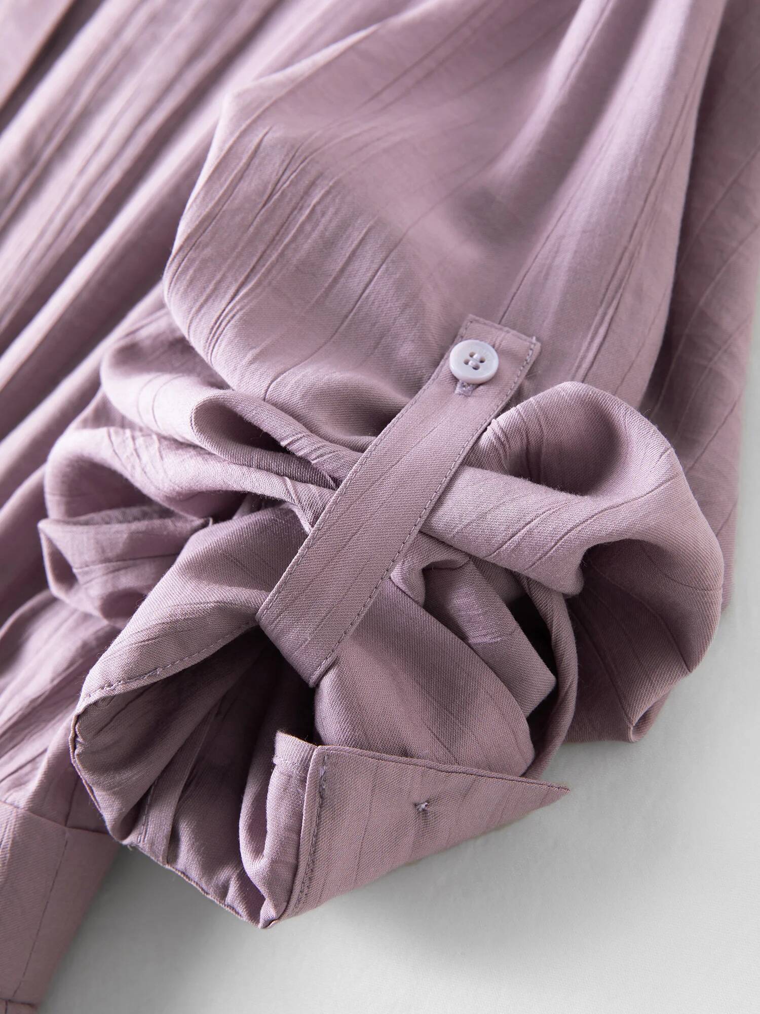 DUSHU 2026 Spring New Women's Shirt Collar Belted Midi Office Chic Wrap Dress for Effortless Elegance & Minimalist Style